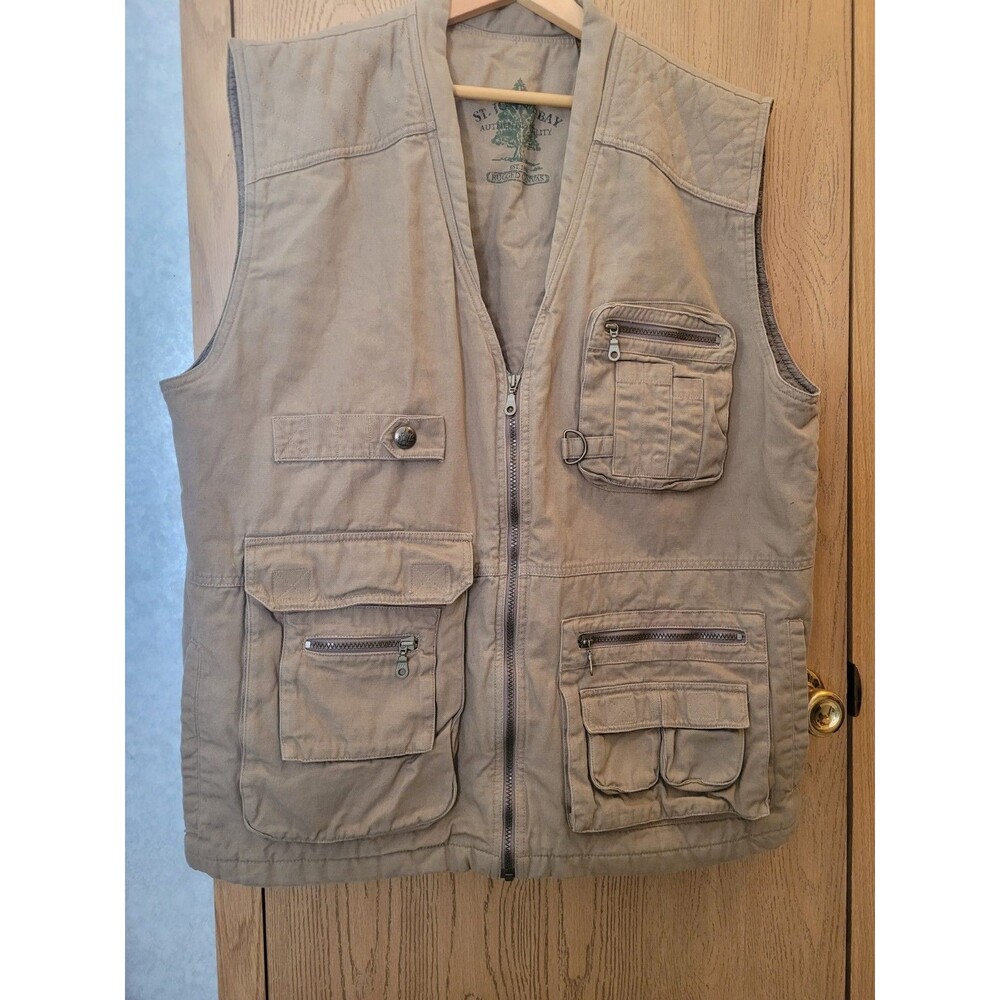 Rugged Canvas Vest Authentic Utility Outdoor Insulated XL XT Beige Fishing